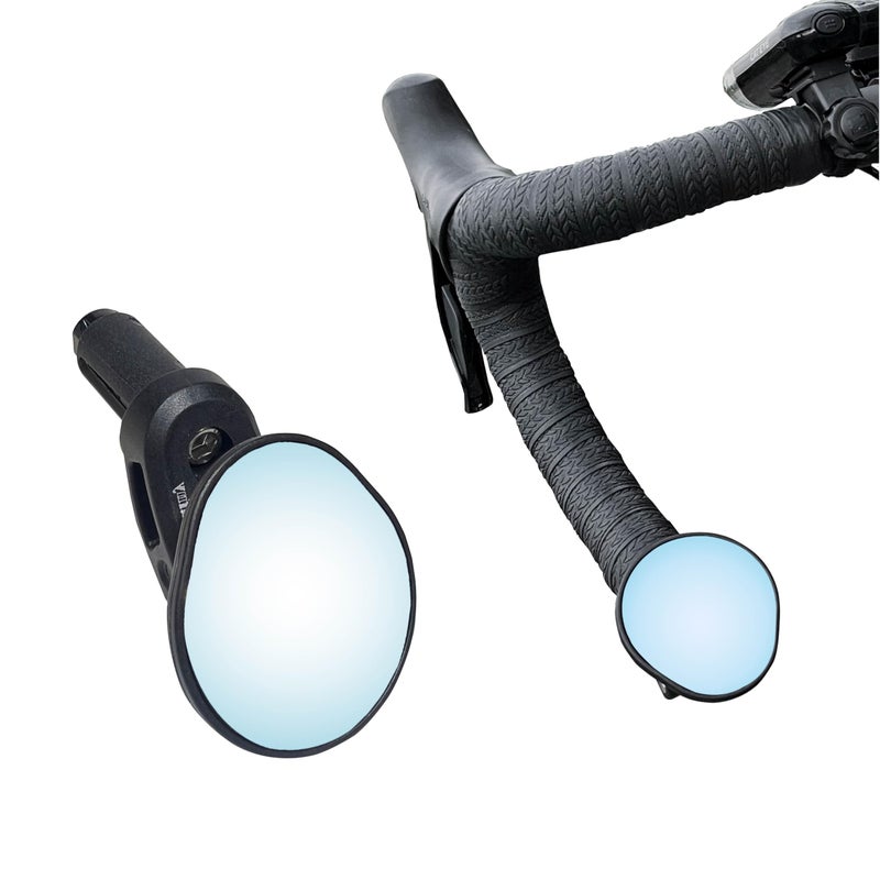 Hafny Drop Bar Bike Mirror  HD  Shatter-Proof  HD Convex Blue Glass Mirror (Anti-glare Blue Glass Lens) - Image 1